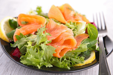 vegetable salad with salmon