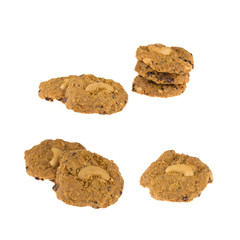 Cashew nut cookies isolated on white background