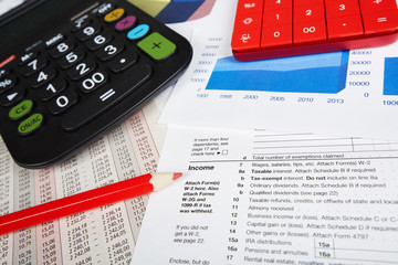 Calculator and office objects.