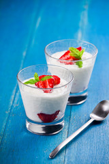Two Glasses Of Strawberry Yoghurt