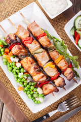 Grilled shashlik with vegetables