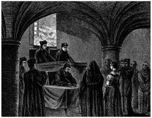 Tribunal of the Inquisition - 15th-16th century - obrazy, fototapety, plakaty