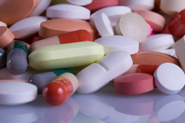 Colored pills, tablets and capsules