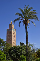 Fototapeta na wymiar Minarett der Koutoubia-Moschee in Marrakech, Marokko