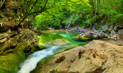 River in canyon in summer time