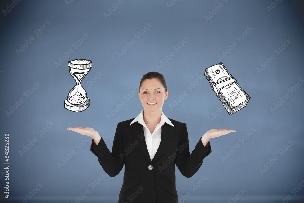 Aufkleber composite image of charming woman in suit showing graphics