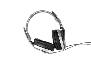 Black Headphones Isolated on a White Background