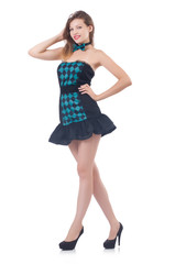  Young pretty dancing  woman isolated on white