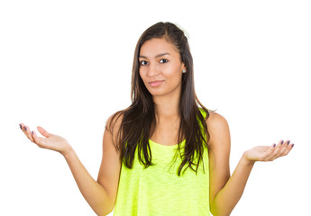 so what? who cares? Young woman unaware of situation