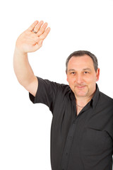 Fototapeta premium Casual man in black doing different poses