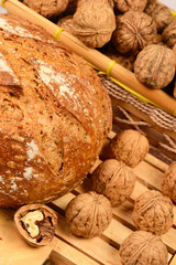 Ball round bread and nuts