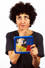 Woman calculates with Abacus