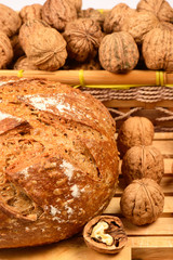 Ball round bread and nuts