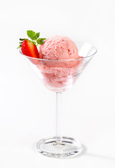 Strawberry ice cream  in stemmed glass