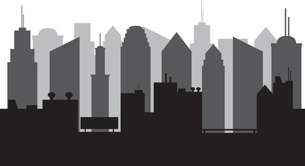 Big city Silhouette illustrated on white