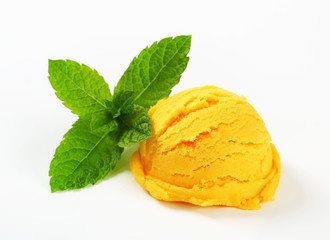 Scoop of yellow sorbet