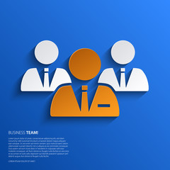 Vector business team illustration on blue background.