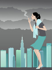 Smoker creates smog over a city