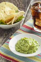 Home made nachos with guacamole