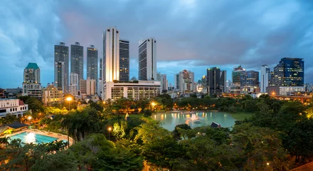 Fotobehang Bangkok Cityscape at twilight, Park in the City (Thailand) © molpix