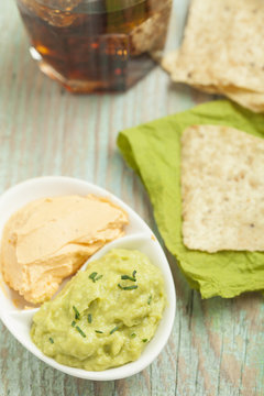 Home made nachos with guacamole