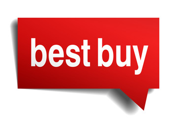 Best buy red 3d realistic paper speech bubble isolated on white