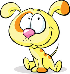 cute yellow dog sitting isolated on white background