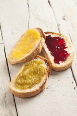 Toast with butter and jam
