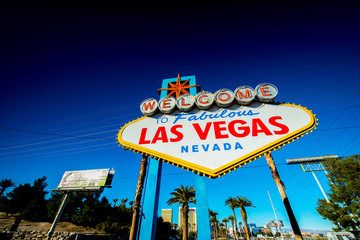 Famous Las Vegas sign on bright sunny day