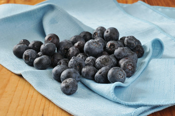 Freshly washed blueberries