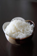 Rice with wood background