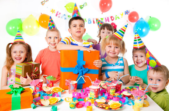 group of children at birthday party