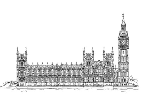 Big Ben and Houses of Parliament, London UK  Sketch collection