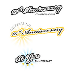 10th Anniversary sign collection, vector illustration