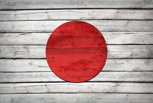 Japan flag painted on wooden boards