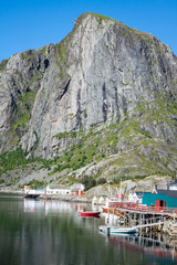 Fototapeta na wymiar Picturesque fishing town of Reine by the fjord on Lofoten island