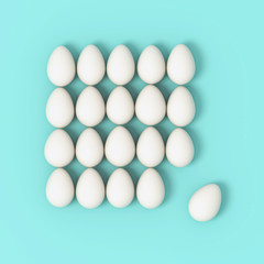 eggs in rows on turquoise background