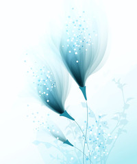 Fototapeta na wymiar Vector background with blue flowers