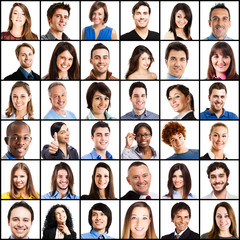 Collection of smiling people faces