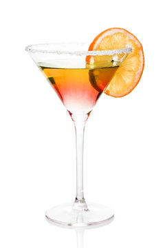 Cocktail tequila sunrise of white background