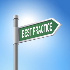 3d road sign saying best practice