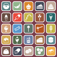 Dessert flat icons on dark background