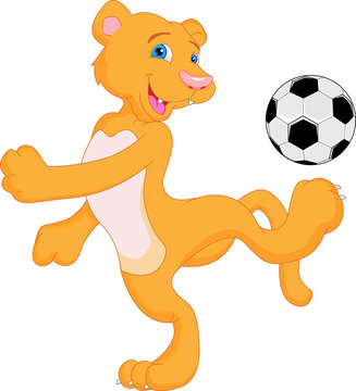 cougar cartoon with soccer ball