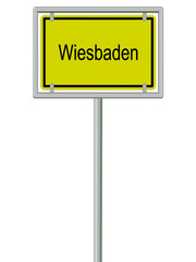 Ortsschild - Wiesbaden