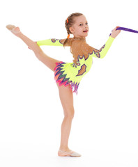 Young girl doing gymnastics