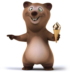 Naklejka premium Bear and ice cream