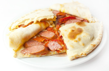 pizza with Bavarian sausages