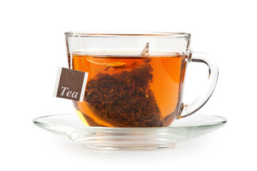 A cup of tea with tea bag