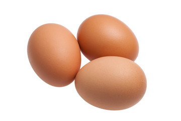 three eggs isolated on white background