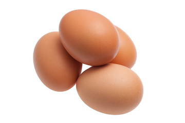 four eggs isolated on white background